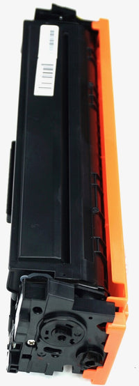 This is the left side view of the Hewlett Packard 410A magenta replacement laserjet toner cartridge by NXT Premium toner