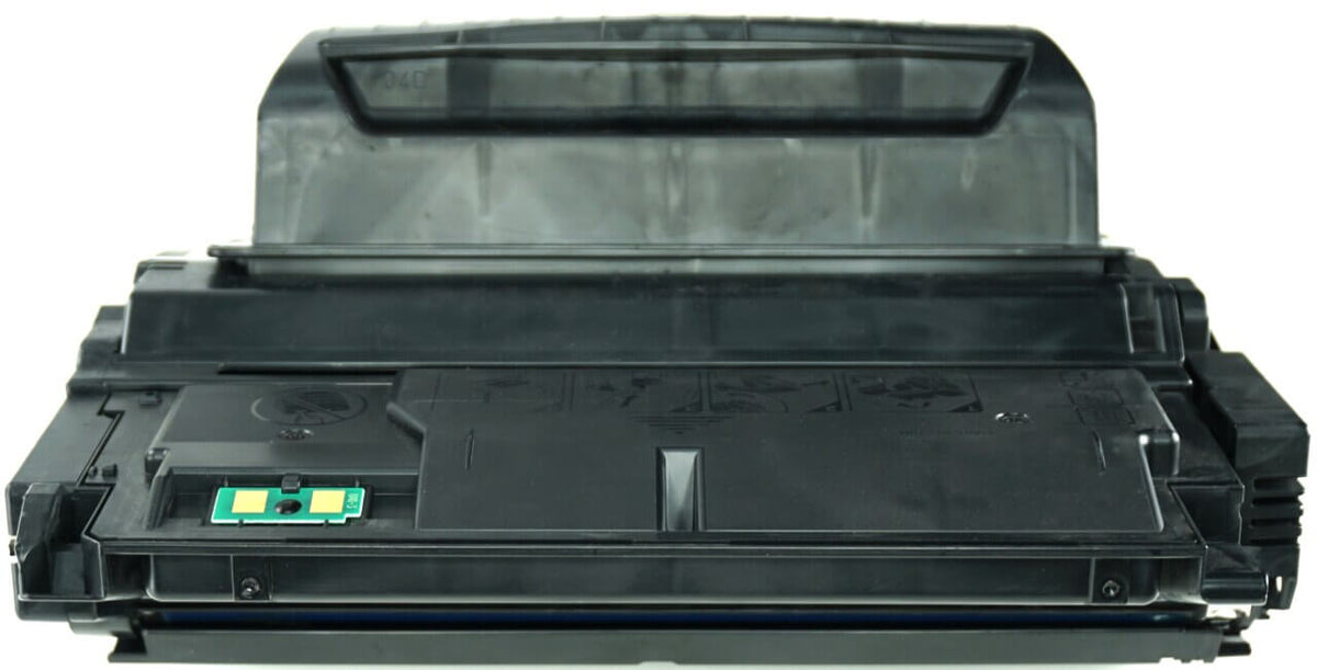 This is the back view of the Hewlett Packard 42X MICR replacement laserjet toner cartridge by NXT Premium toner
