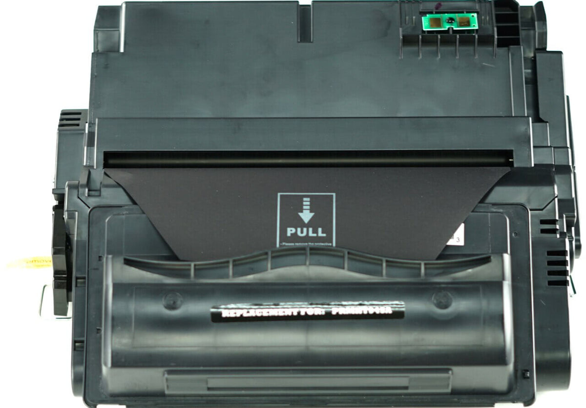 This is the front view of the Hewlett Packard 45A black replacement laserjet toner cartridge by NXT Premium toner