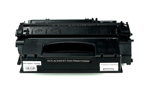 This is the front view of the Hewlett Packard 49X black replacement laserjet toner cartridge by NXT Premium toner