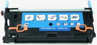 This is the back view of the Hewlett Packard 502A cyan replacement laserjet toner cartridge by NXT Premium toner