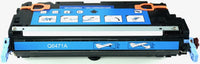 This is the front view of the Hewlett Packard 502A cyan replacement laserjet toner cartridge by NXT Premium toner
