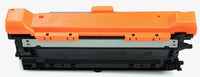 This is the back view of the Hewlett Packard 504A cyan replacement laserjet toner cartridge by NXT Premium toner