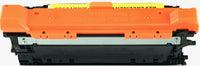 This is the back view of the Hewlett Packard 504A yellow replacement laserjet toner cartridge by NXT Premium toner