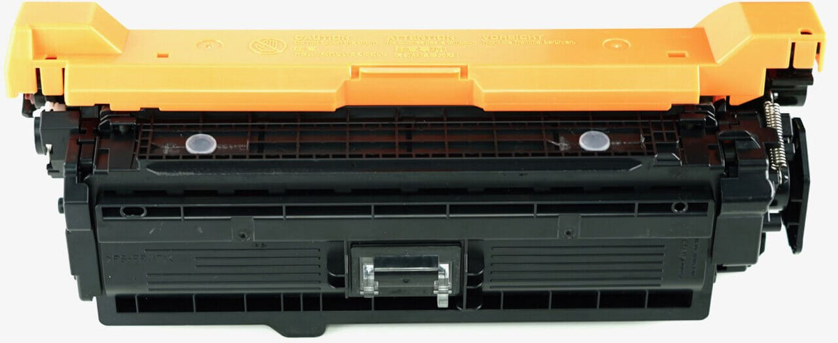 This is the back view of the Hewlett Packard 504X black replacement laserjet toner cartridge by NXT Premium toner