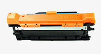 This is the back view of the Hewlett Packard 507A cyan replacement laserjet toner cartridge by NXT Premium toner
