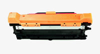 This is the back view of the Hewlett Packard 507A Magenta replacement laserjet toner cartridge by NXT Premium toner