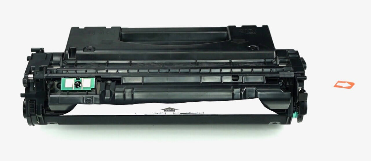 This is the back view of the Hewlett Packard 53X black replacement laserjet toner cartridge by NXT Premium toner