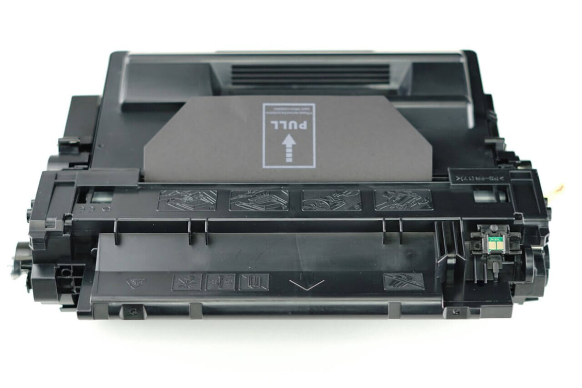 This is the back view of the HP 55A replacement laserjet toner cartridge by NXT Premium toner