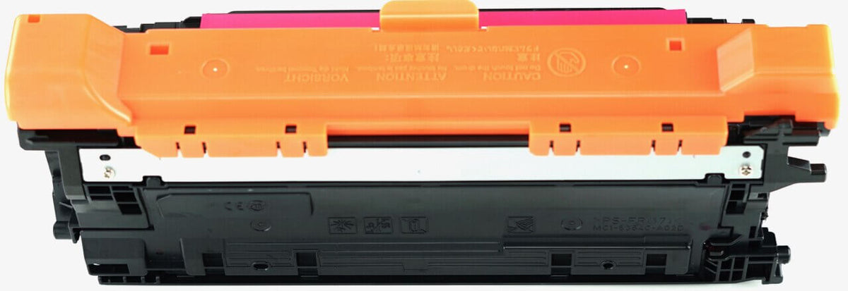 This is the back view of the Hewlett Packard 648A magenta replacement laserjet toner cartridge by NXT Premium toner