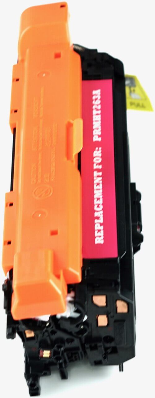 This is the left side view of the Hewlett Packard 648A magenta replacement laserjet toner cartridge by NXT Premium toner