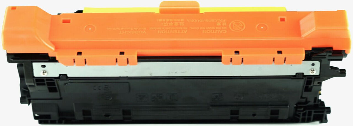 This is the back view of the Hewlett Packard 648A yellow replacement laserjet toner cartridge by NXT Premium toner