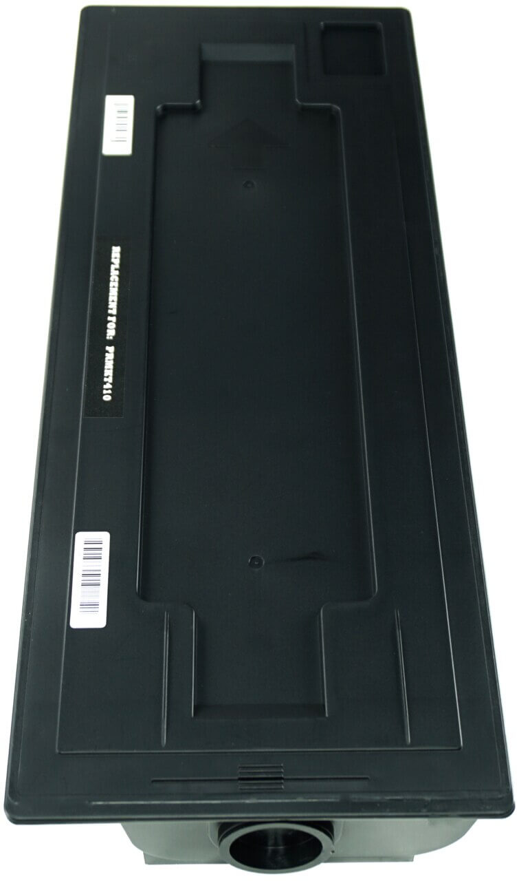 This is the left side view of the Kyocera-Mita TK411 black replacement laserjet toner cartridge by NXT Premium toner