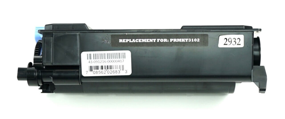 This is the front view of the Kyocera TK-3102 black replacement laserjet toner cartridge by NXT Premium toner