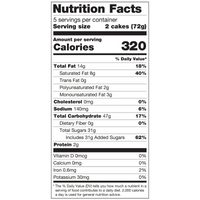 Nutrition Facts for Little Debbie Fall Party Cakes showing 320 calories per two-cake serving