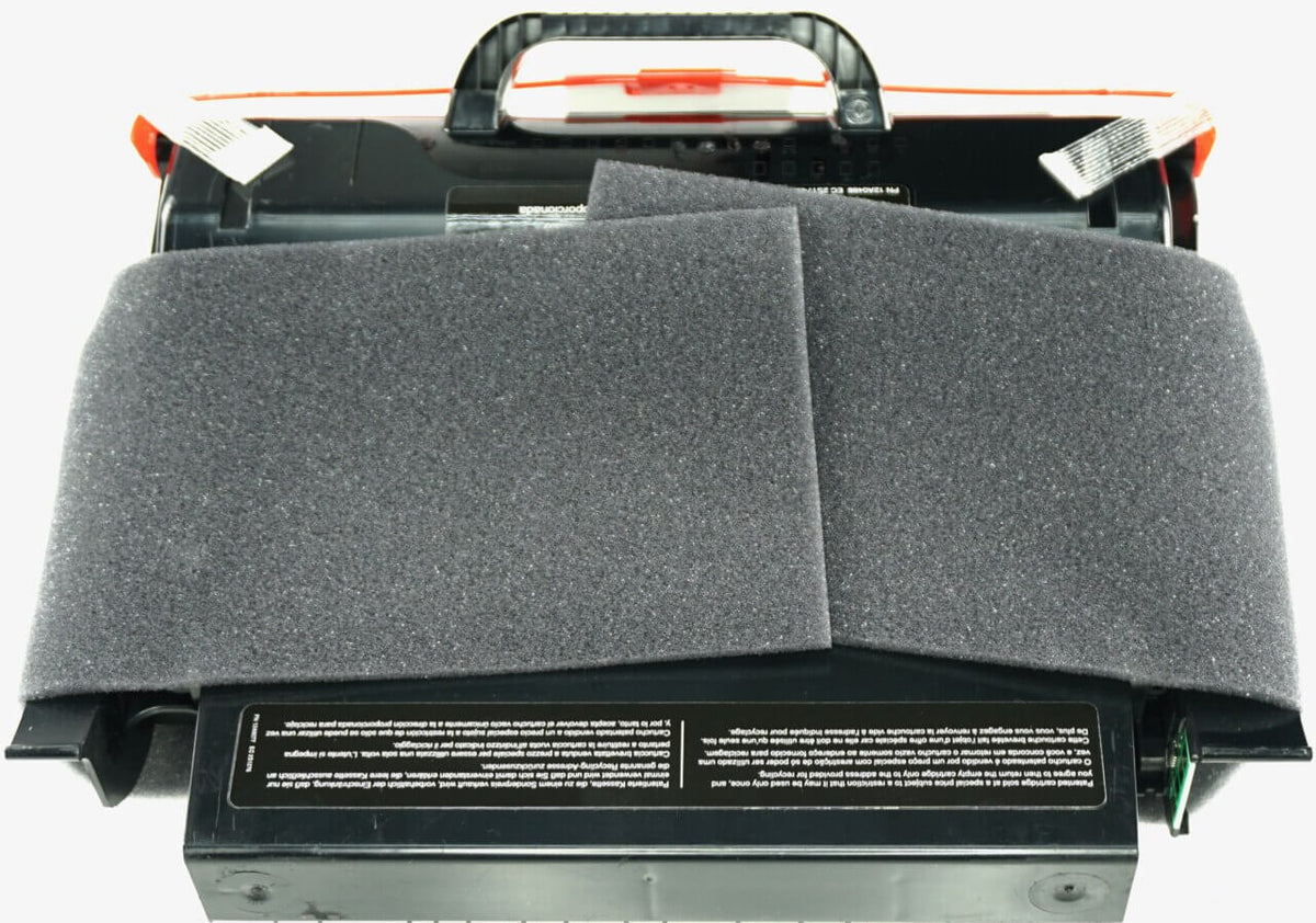 This is the back view of the Lexmark T654X11A black replacement laserjet toner cartridge by NXT Premium toner