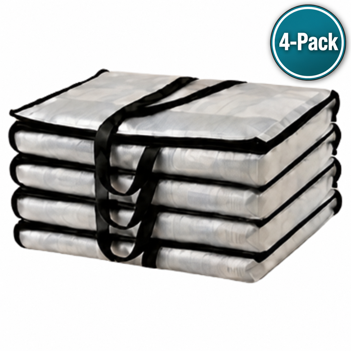 LiftEZ Heavy Duty Semi-Transparent Moving Bags, 23-Gallon Reusable Storage Totes with Reinforced Handles & #5 Metal Zippers, Water-Resistant, 75 lb Capacity, 4 Pack