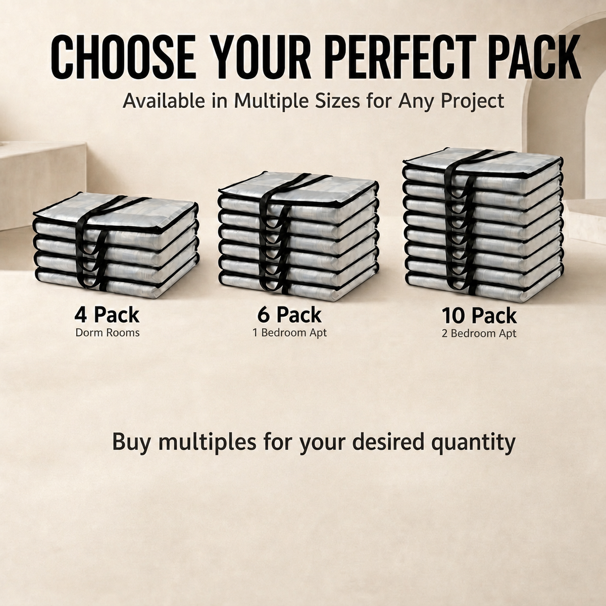 LiftEZ Heavy Duty Semi-Transparent Moving Bags, 23-Gallon Reusable Storage Totes with Reinforced Handles & #5 Metal Zippers, Water-Resistant, 75 lb Capacity, 4 Pack