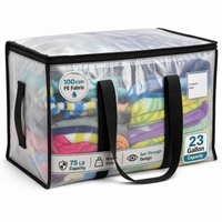 LiftEZ Heavy Duty Semi-Transparent Moving Bags, 23-Gallon Reusable Storage Totes with Reinforced Handles & #5 Metal Zippers, Water-Resistant, 75 lb Capacity, 4 Pack