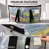 LiftEZ Heavy Duty Semi-Transparent Moving Bags, 23-Gallon Reusable Storage Totes with Reinforced Handles & #5 Metal Zippers, Water-Resistant, 75 lb Capacity, 4 Pack