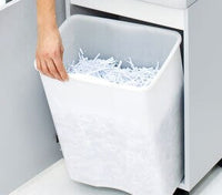 MBM Destroyit 2503 Strip Cut Shredder waste basket with shreddings