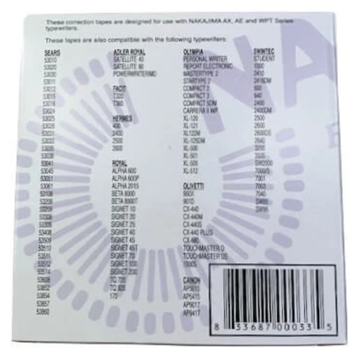 Nakajima Lift Off Tape - 2,000 Characters  - 6 Units (Fits WPT-150 & WPT-160)