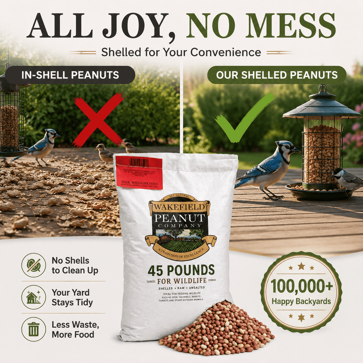 Wakefield Virginia Peanuts Shelled Animal Peanuts, 45 LBS
