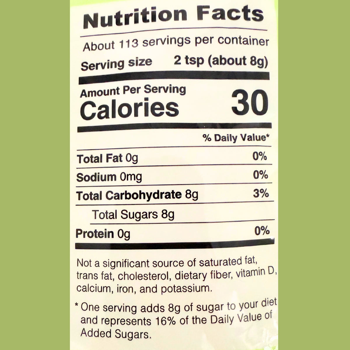 NuLife Low GI Sugar, 2 lb. Bag (Nutritional Information)