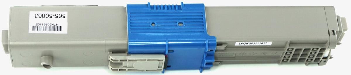 This is the back view of the Okidata 44469701 yellow replacement laserjet toner cartridge by NXT Premium toner