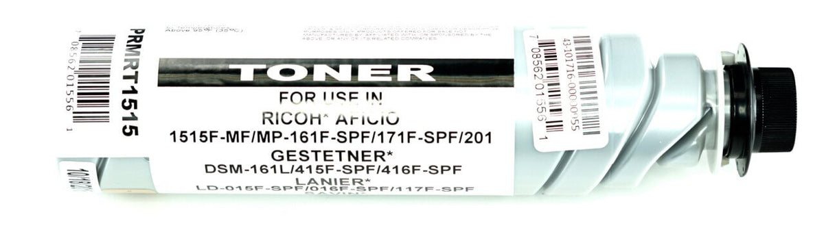 This is the front view of the Ricoh Aficio 1515 black replacement laserjet toner cartridge by NXT Premium toner