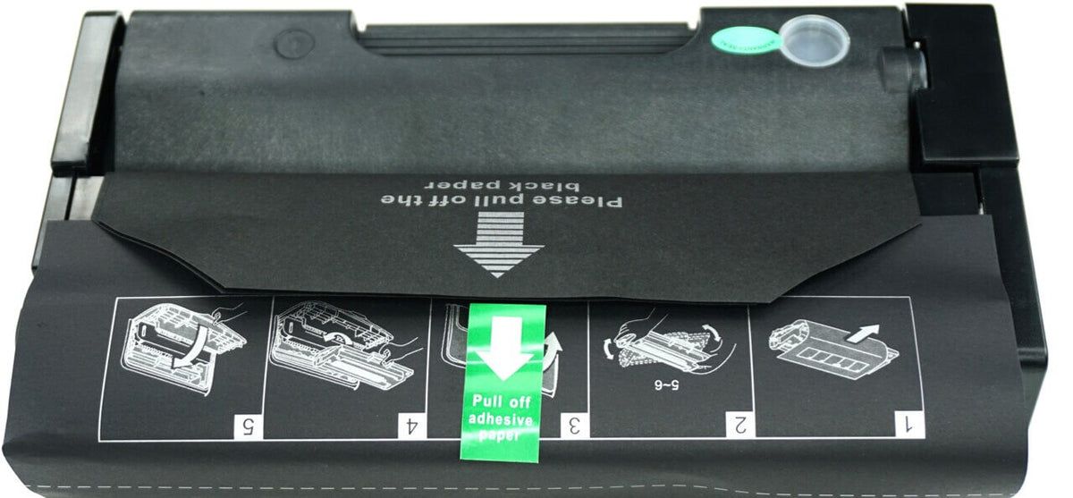 This is the back view of the Ricoh Aficio SP3500 black replacement laserjet toner cartridge by NXT Premium toner