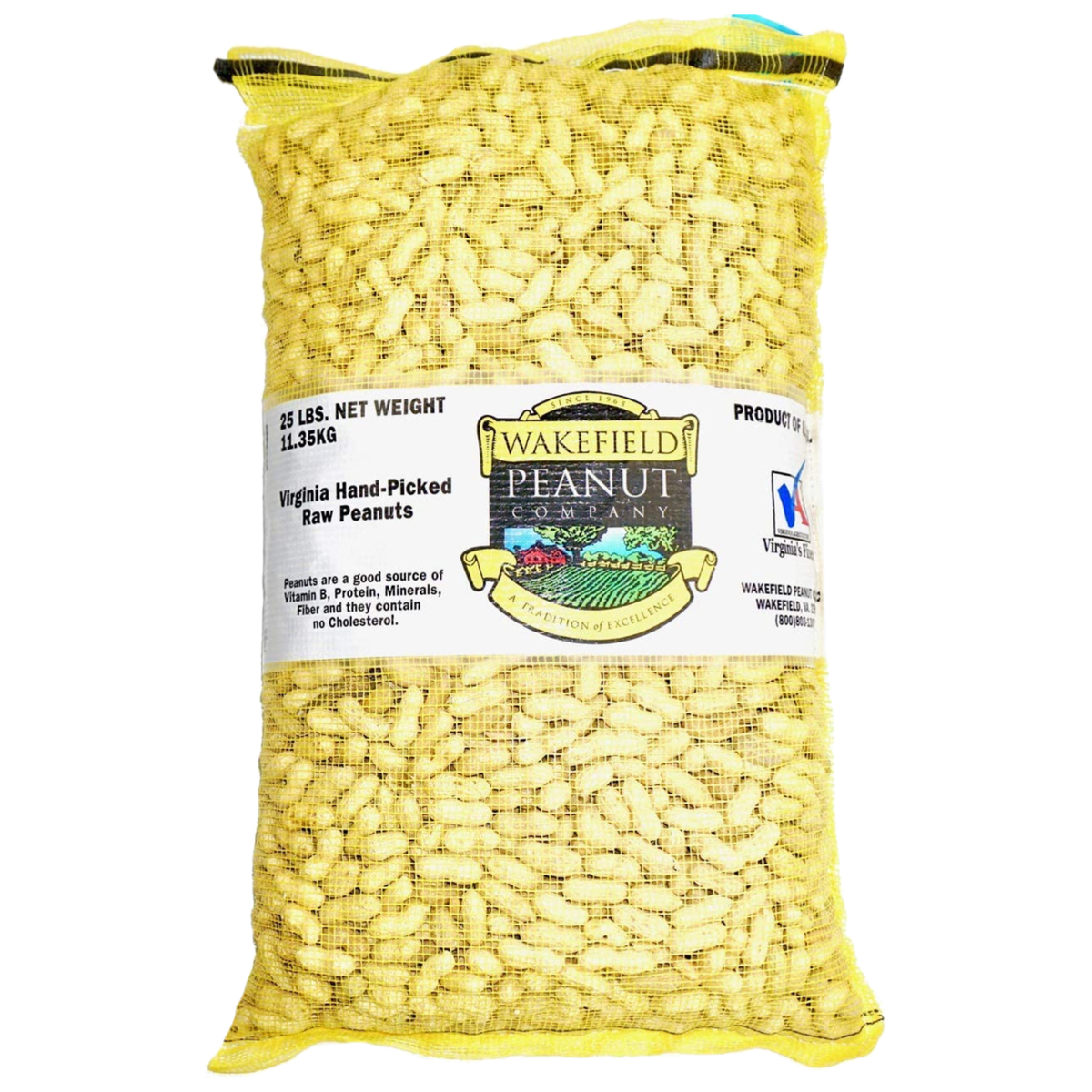 Wakefield Virginia Peanuts 25 lb bag of in-shell animal peanuts for squirrels, birds, deer, and wildlife