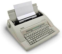 Side view of the Royal Scriptor II Personal Portable Electronic Typewriter with paper inserted and ready for typing