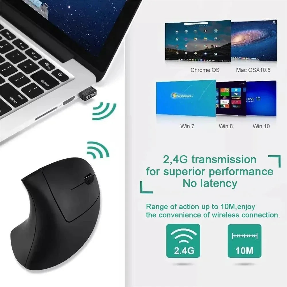 Monroe Ergonomic Vertical Wireless Mouse with Adjustable DPI