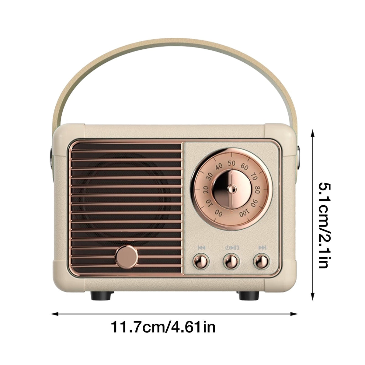 RetroWave Bluetooth Speaker with FM Radio (Dimensions)