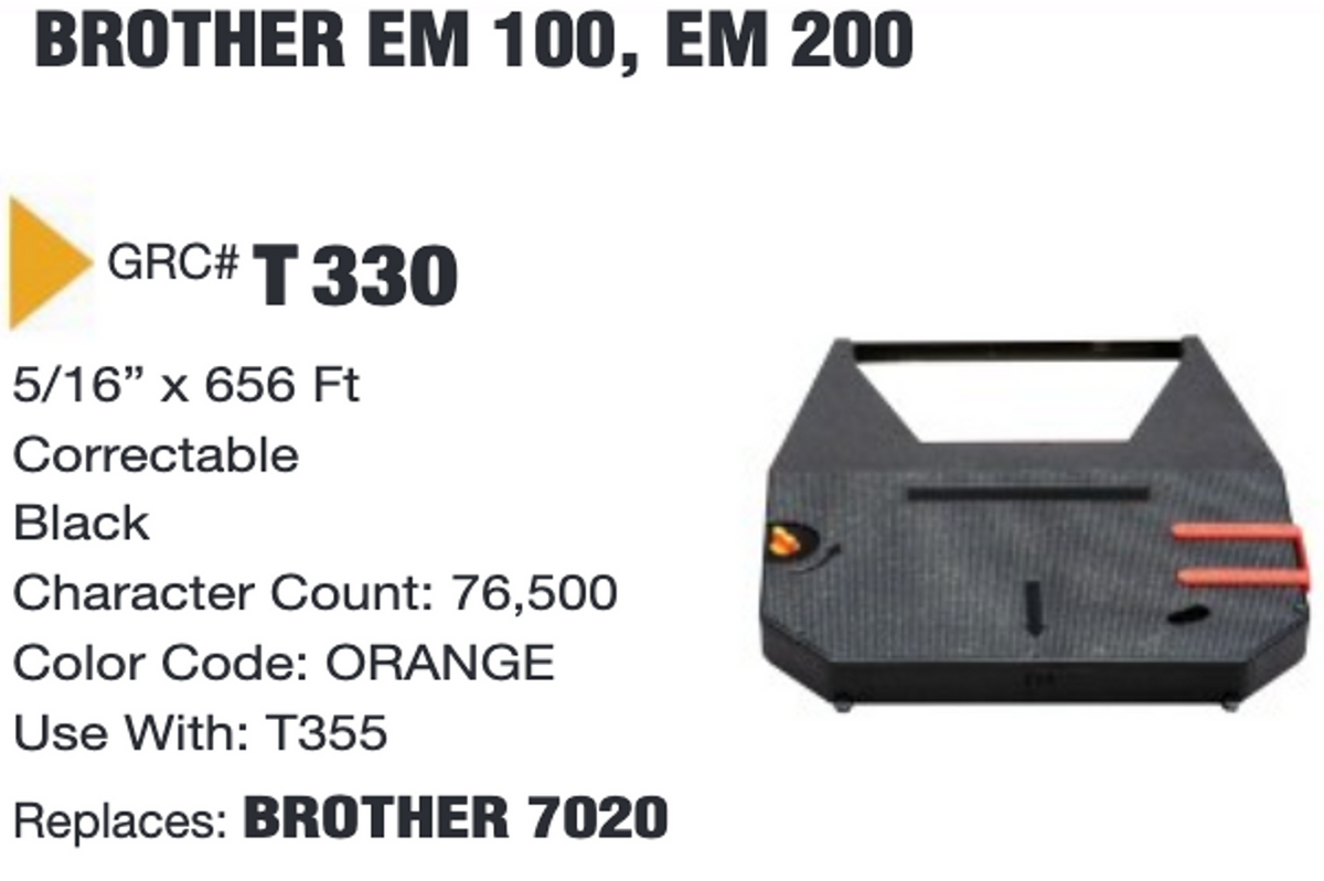 GRC Compatible Brother EM 100, EM 200 Ink Ribbon (Black) (T330)