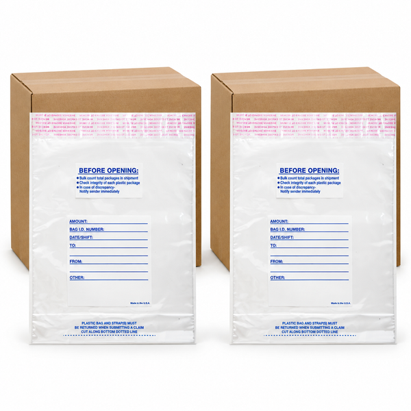 TDN 6" × 9" Tamper-Evident Five-Strap Currency Bags, 500-Note Capacity, Case of 1,000
