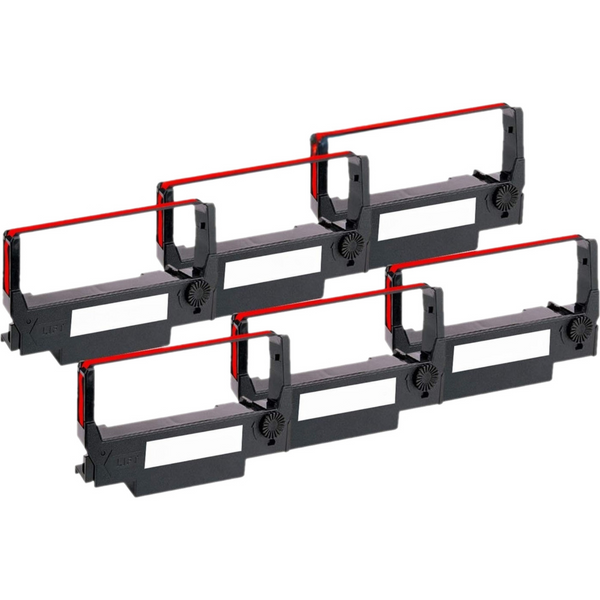 Monroe Compatible Epson ERC-30BR Black and Red Ribbon Cartridges, 6 Pack