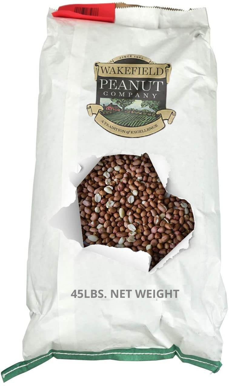 Front view of Wakefield 45 lb bag of raw unsalted shelled peanuts for wildlife