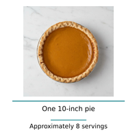 Brown’s Market Sweet Pumpkin Pie graphic showing one 10-inch pie and approximately eight servings.