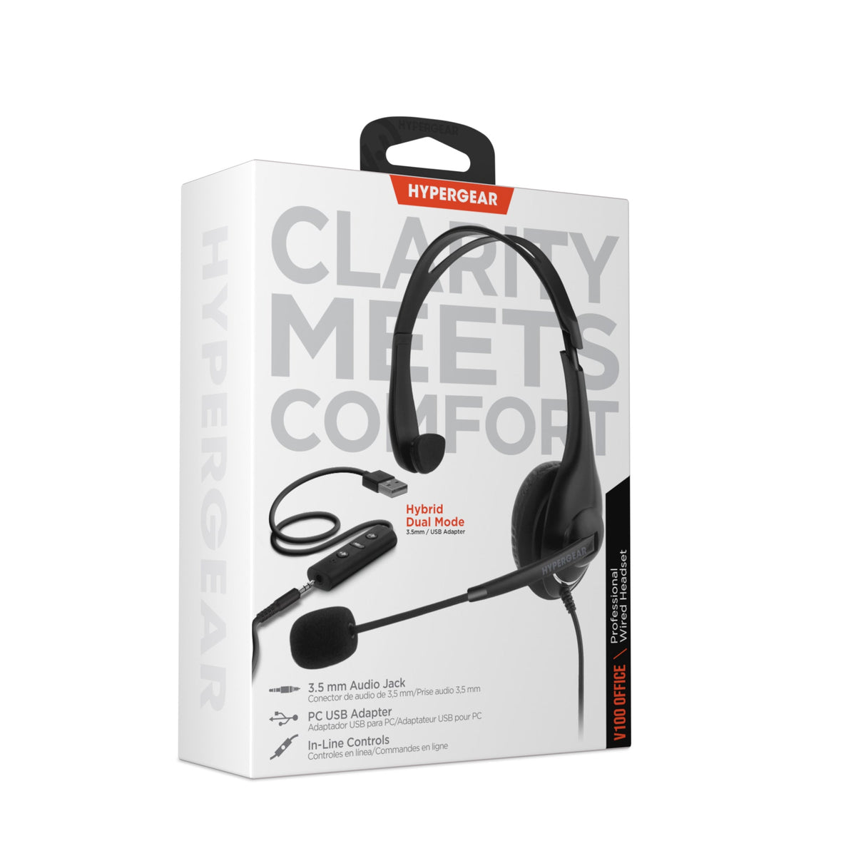 HyperGear V100 Wired Office Headset with USB Adapter and 6 Ft Cord