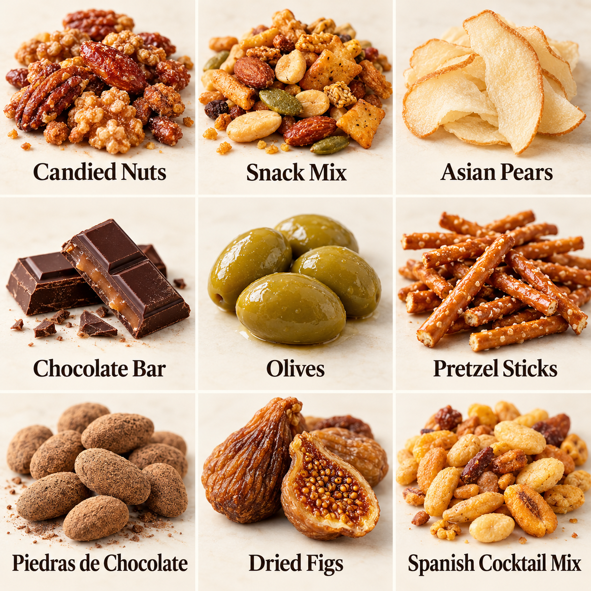 Overview of the nine sweet and savory snack categories in the Di Bruno Bros. Binge Watch Gift Box