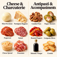 Overview of the 12 cheese, charcuterie, antipasti, and pantry items in the Italian Market Gift Crate