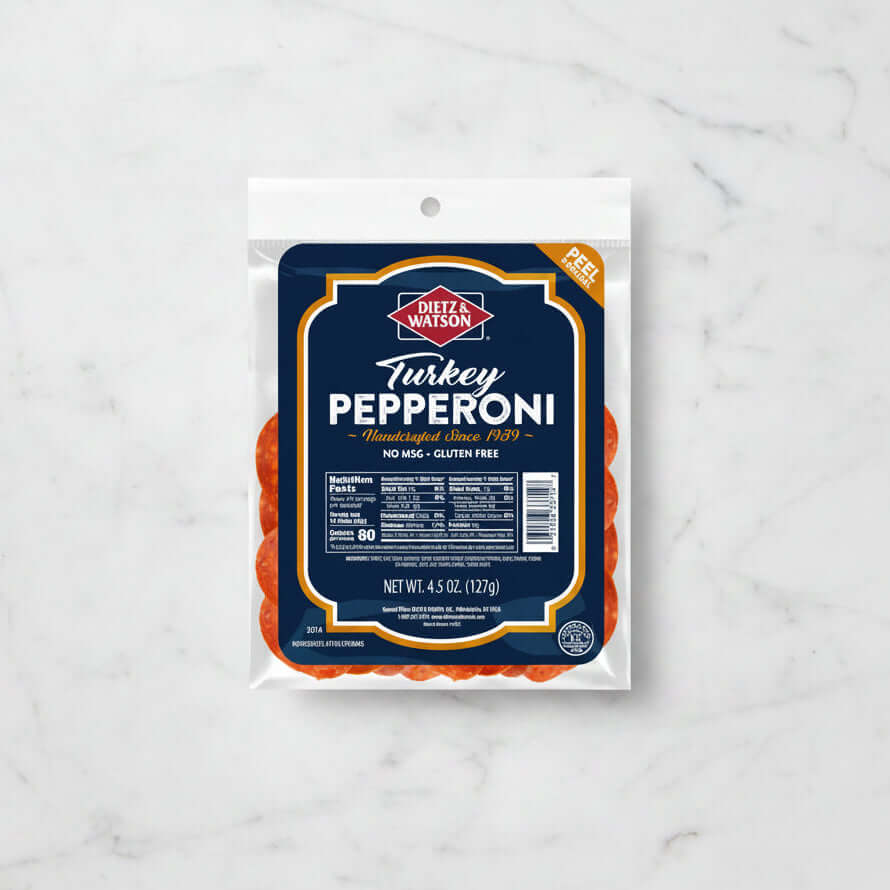 Package of Dietz & Watson sliced turkey pepperoni