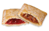 Cut-open Drake's cherry and apple fruit pies showing both fillings