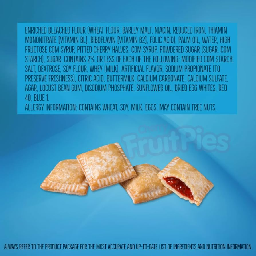 Drake's Cherry Fruit Pies ingredients and allergen information with glazed cherry pies