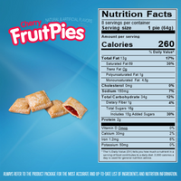 Drake's Cherry Fruit Pies nutrition facts showing 260 calories per 64-gram pie