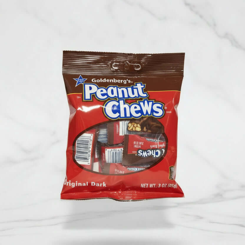 Three-ounce bag of Goldenberg’s Original Dark Peanut Chews