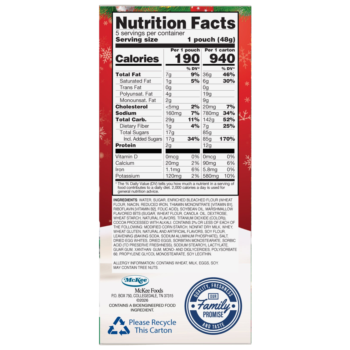 Nutrition facts and ingredients for Little Debbie Hot Cocoa Mini Muffins