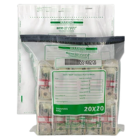 Novolex Shields SSD2020C clear 20 x 20 inch tamper-evident currency shipping bag with barcode and dual-seal VOID closure